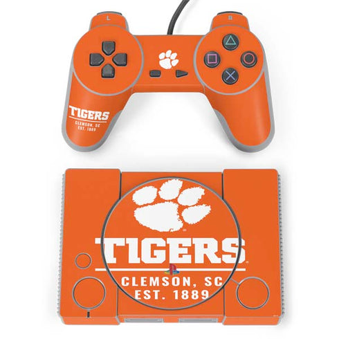 Clemson University Tigers Est 1889 Orange PlayStation Classic Bundle Skin